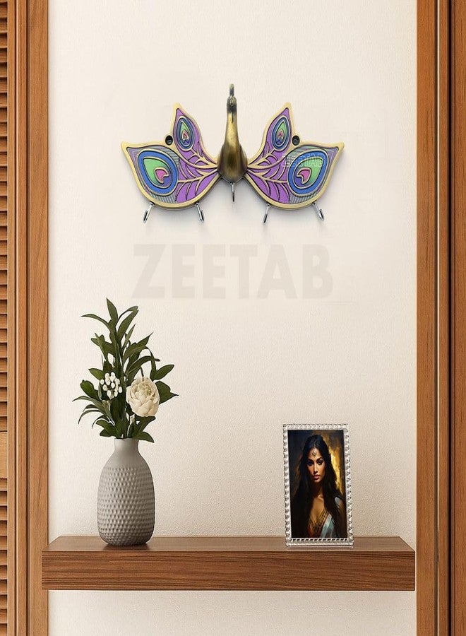 Zeetab 3D Peacock Key Holder, Metal Handicraft Bird Key Hanger Stand, Wall Mount Home Decor Gift (Antique Brass) - Image 5
